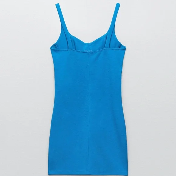 NWT Zara blue mini dress with cupped chest - Picture 6 of 13